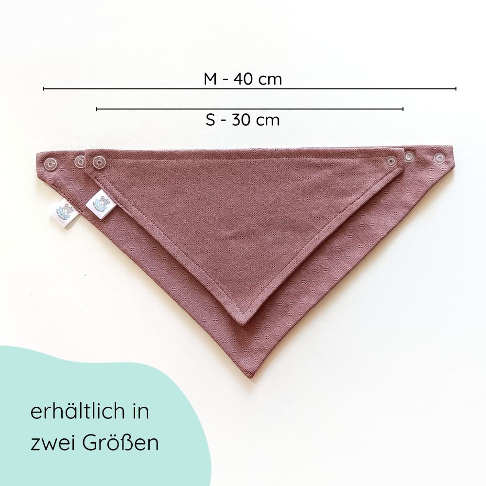 Dreieckstuch aus weicher Baumwolle mit feinem Lochmuster und Druckknöpfen in mauve
