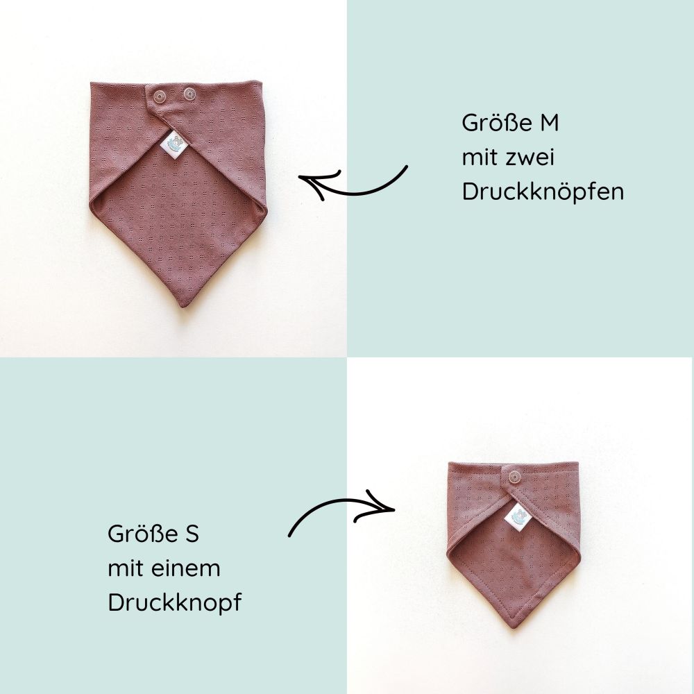 Dreieckstuch aus weicher Baumwolle mit feinem Lochmuster und Druckknöpfen in mauve