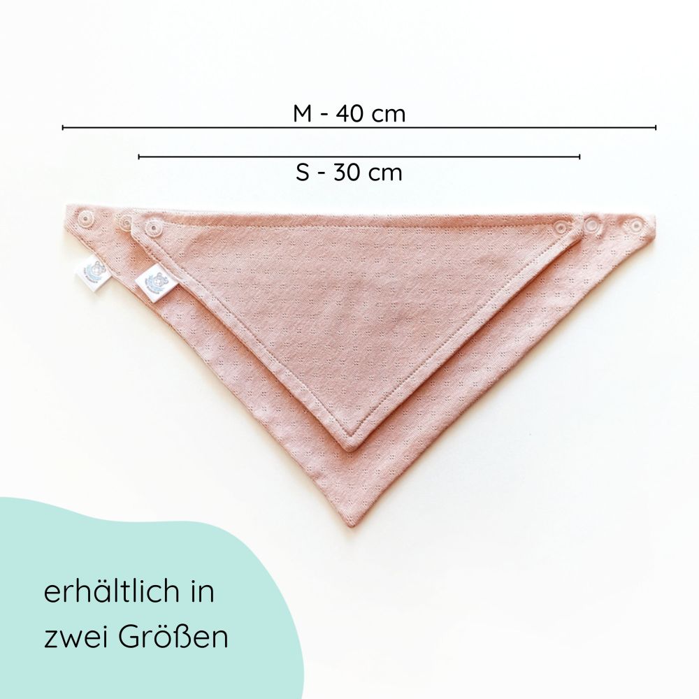 Dreieckstuch aus weicher Baumwolle mit feinem Lochmuster und Druckknöpfen in nude-rose