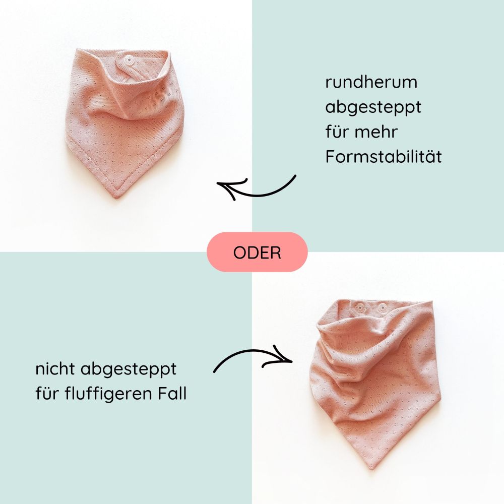 Dreieckstuch aus weicher Baumwolle mit feinem Lochmuster und Druckknöpfen in nude-rose