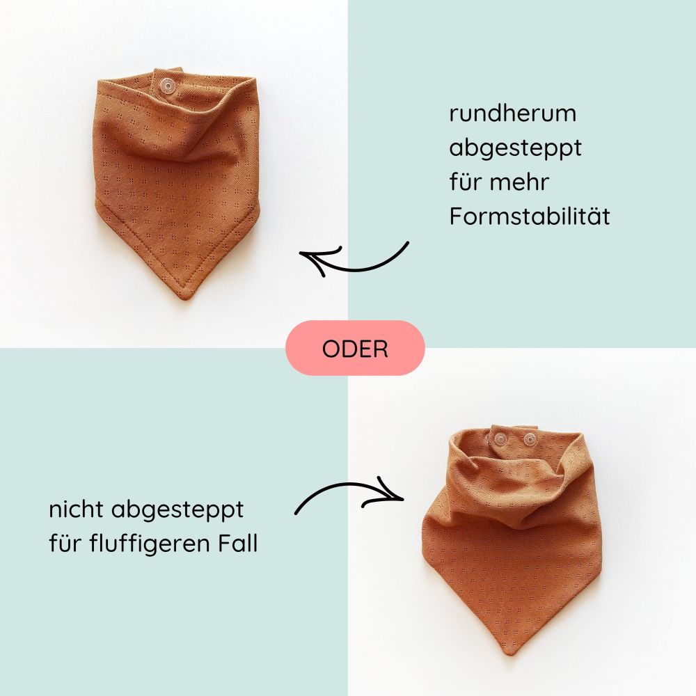 Dreieckstuch aus weicher Baumwolle mit feinem Lochmuster und Druckknöpfen in toffee
