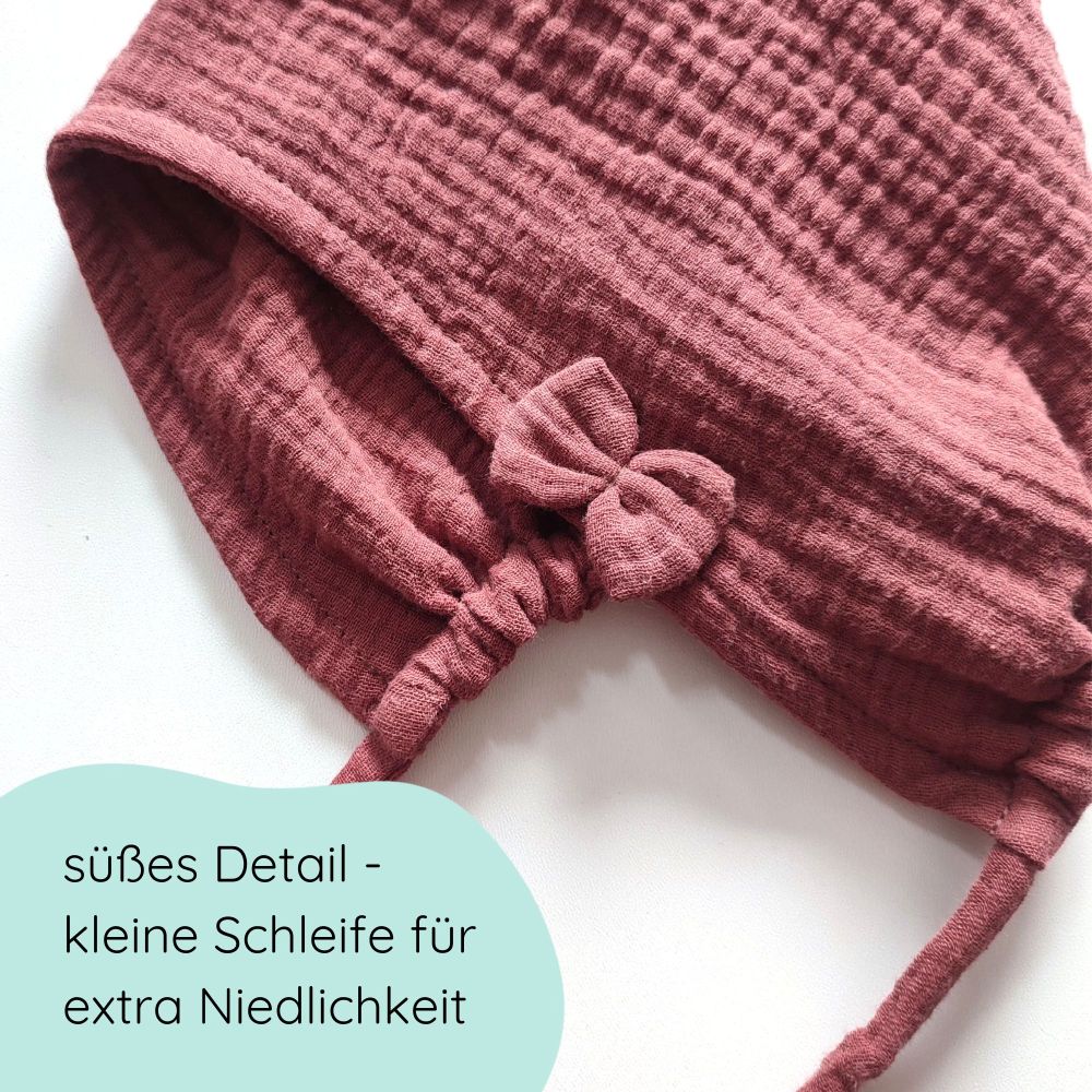 Zipfelmütze für Babys in rost Detailbild