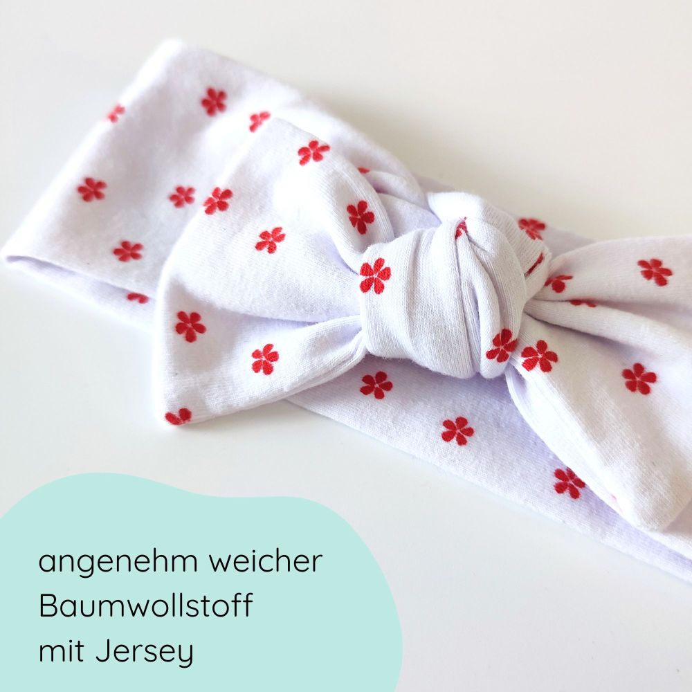 Stirnband für Babys in weiß mit Blümchen Detailbild
