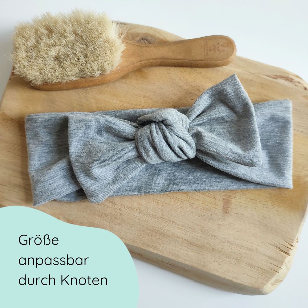 Stirnband mit Schleife | Knoten | grau
