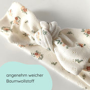 Stirnband für Babys mit Schleife in creme mit vintage Blumenmuster