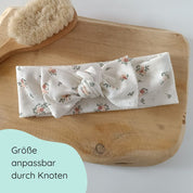 Stirnband für Babys mit Schleife in creme mit vintage Blumenmuster