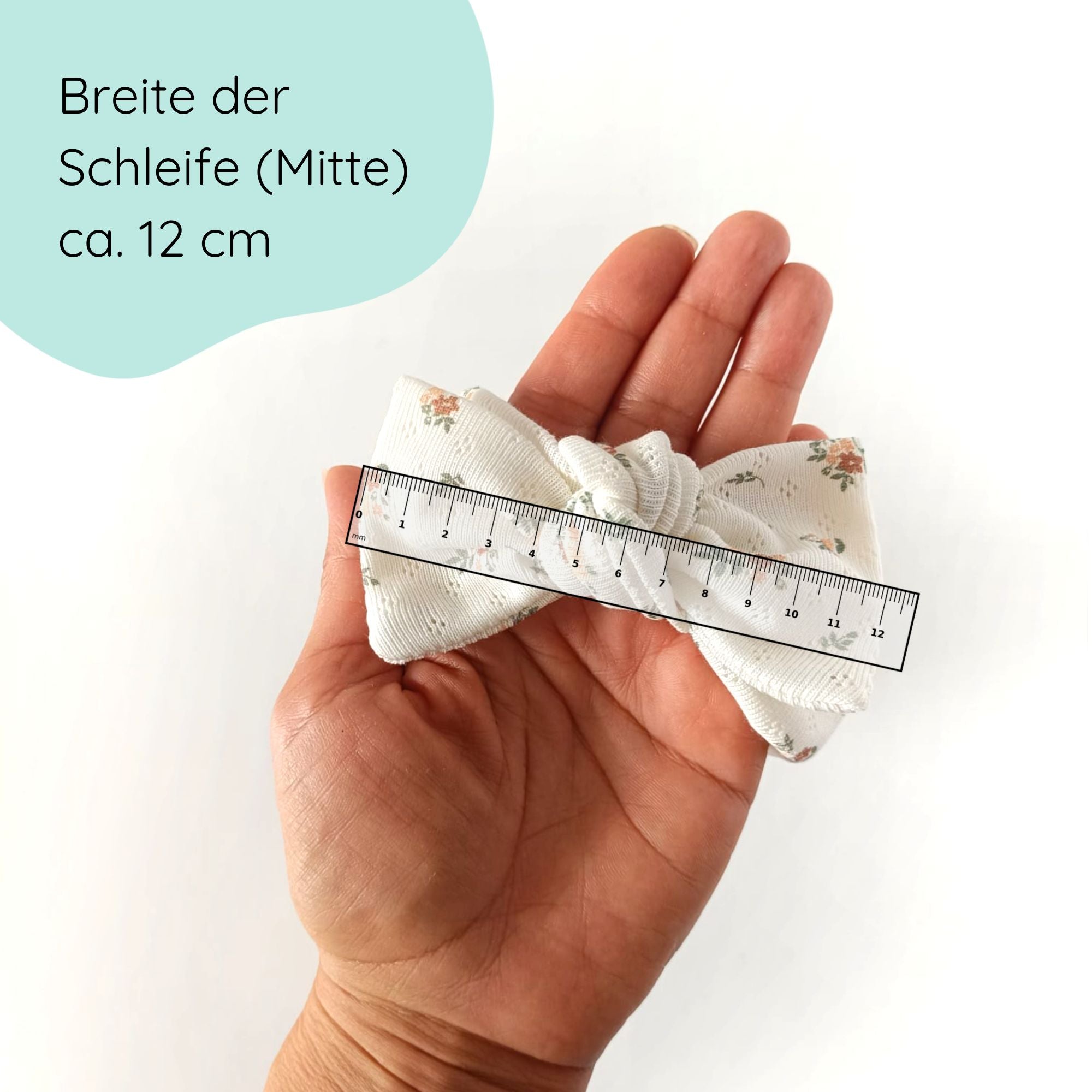 Stirnband für Babys mit Schleife in creme mit vintage Blumenmuster Detailbild