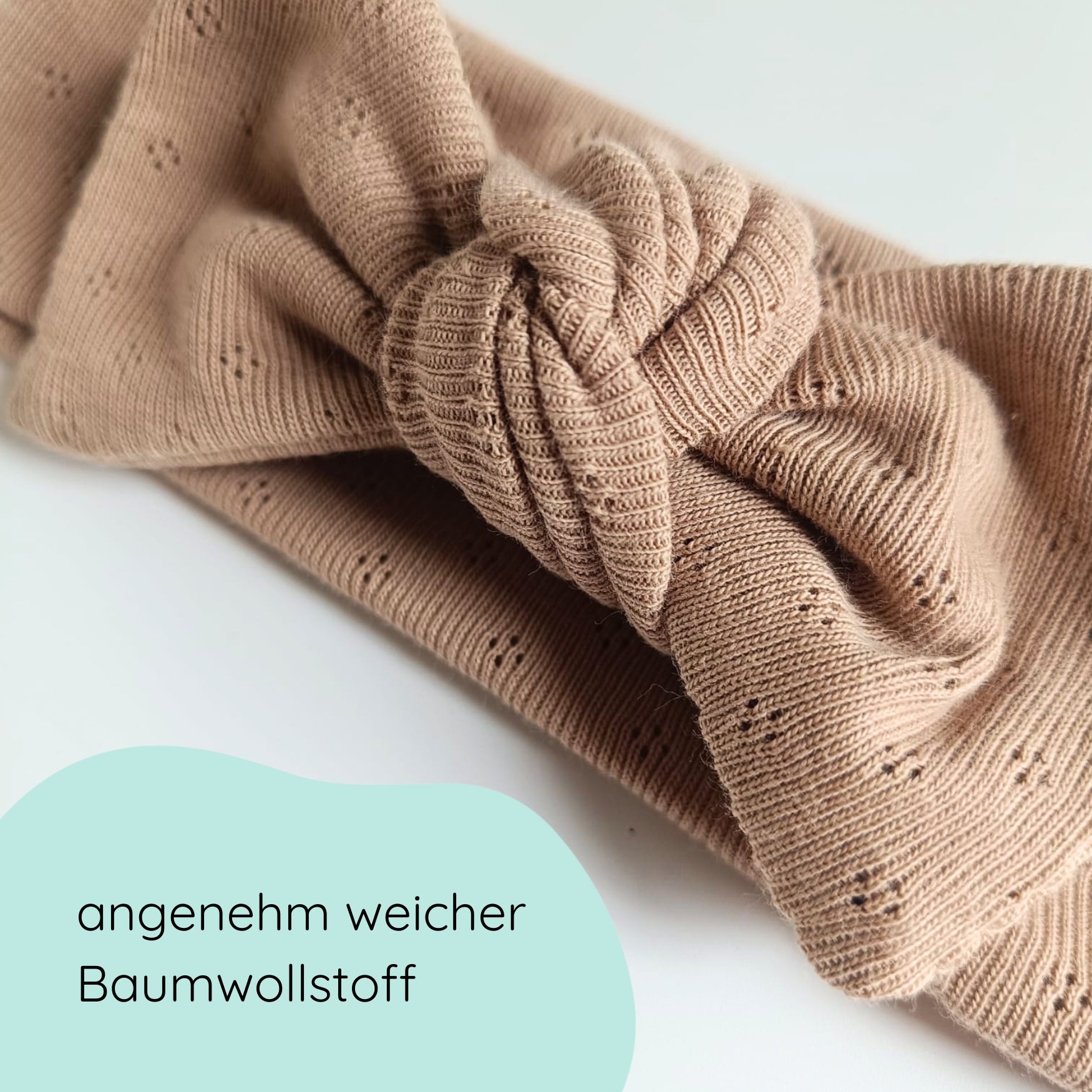 Stirnband für Babys mit Schleife in beige Detailbild