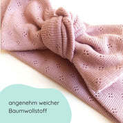 Stirnband für Babys in hellrosa mit Schleife Detailbild