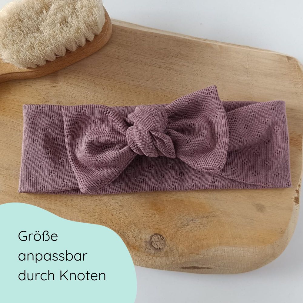 Stirnband für Babys mit Schleife in mauve