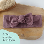 Stirnband für Babys mit Schleife in mauve