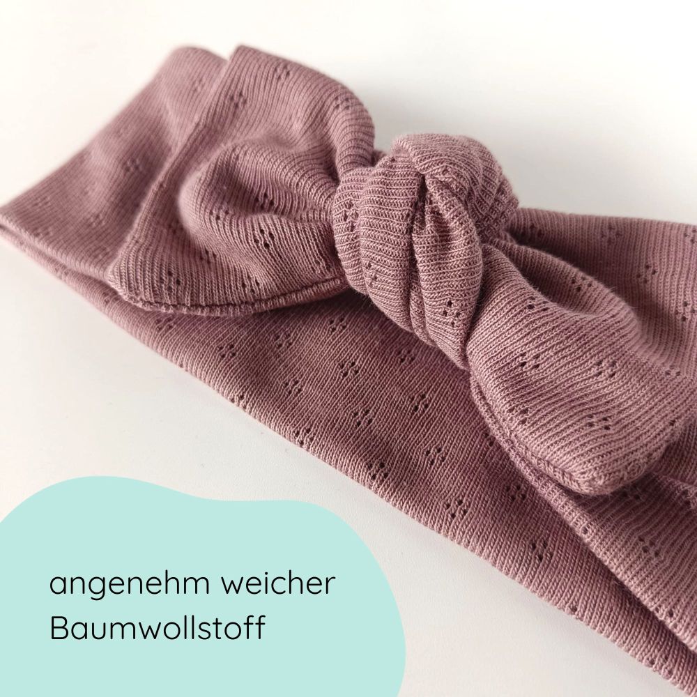 Stirnband für Babys mit Schleife in mauve