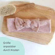 Detailbild Stirnband für Babys in nude mit großer Schleife