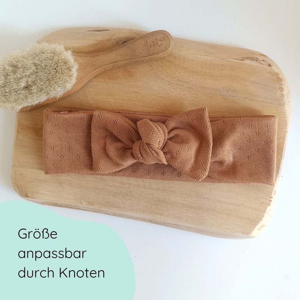 Detailbild Stirnband für Babys mit Schleife in toffee