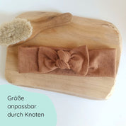 Detailbild Stirnband für Babys mit Schleife in toffee