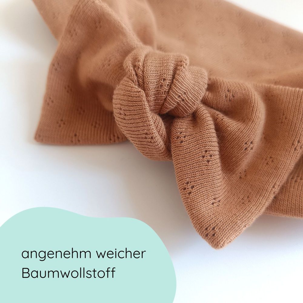Stirnband für Babys mit Schleife in toffee Detailbild