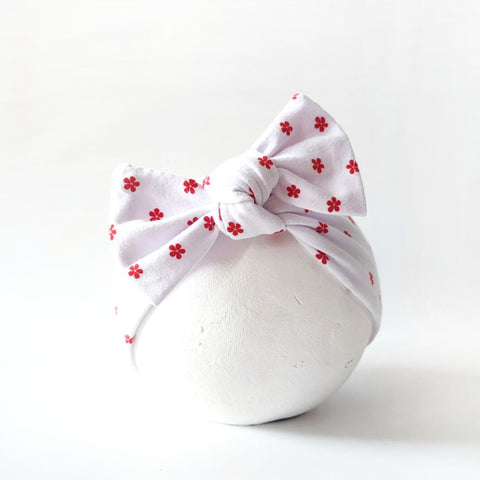 Stirnband mit Schleife | Knoten | weiß geblümt