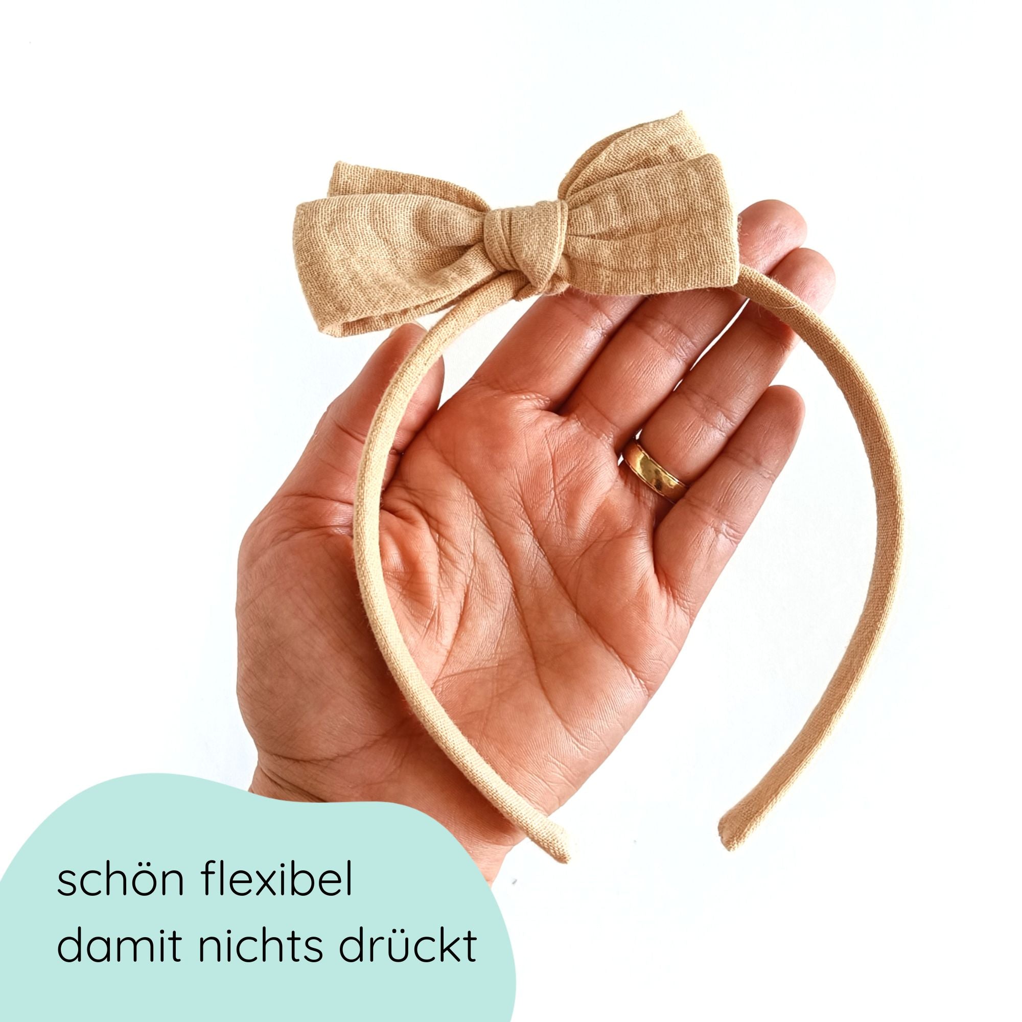 Haarreifen mit großer Schleife in der Farbe sand