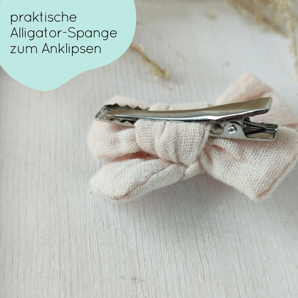 Haarschleife | MIDI | Alligatorclip oder Haargummi | beige