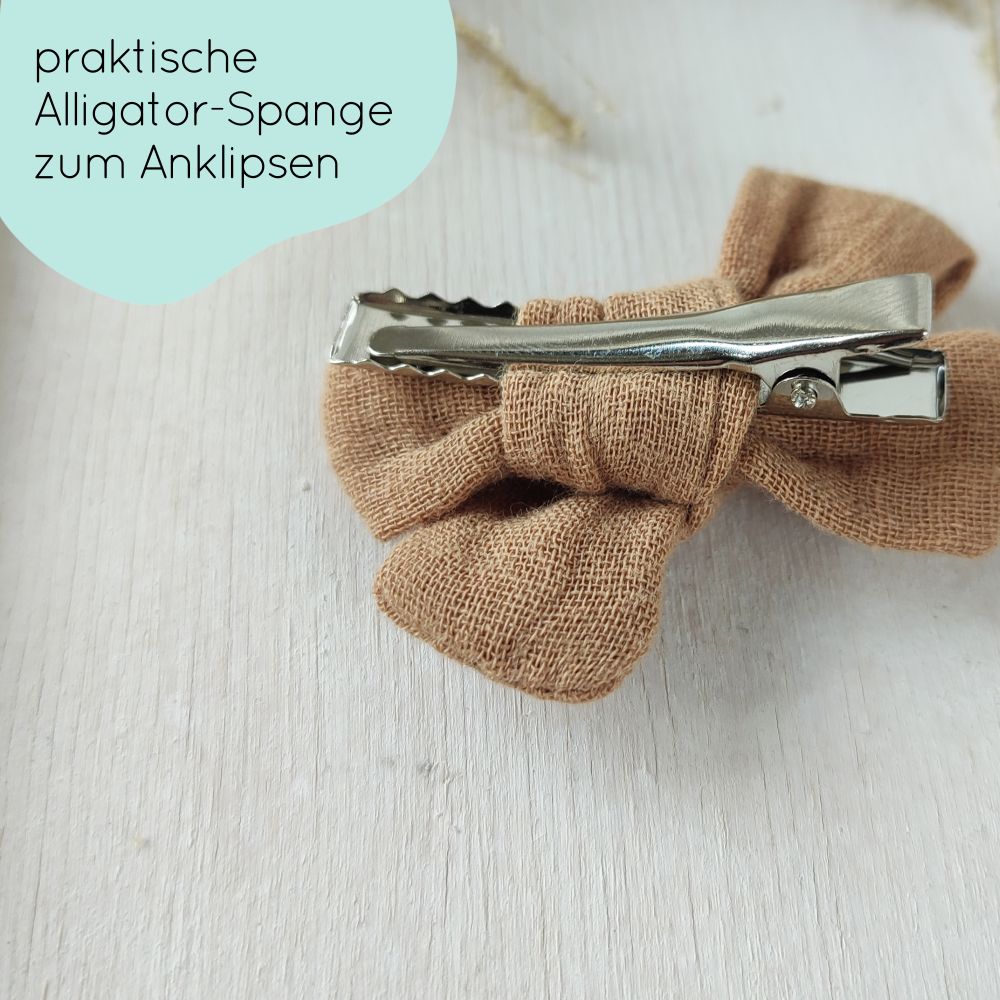 Haarschleife | MIDI | Alligatorclip oder Haargummi | camel