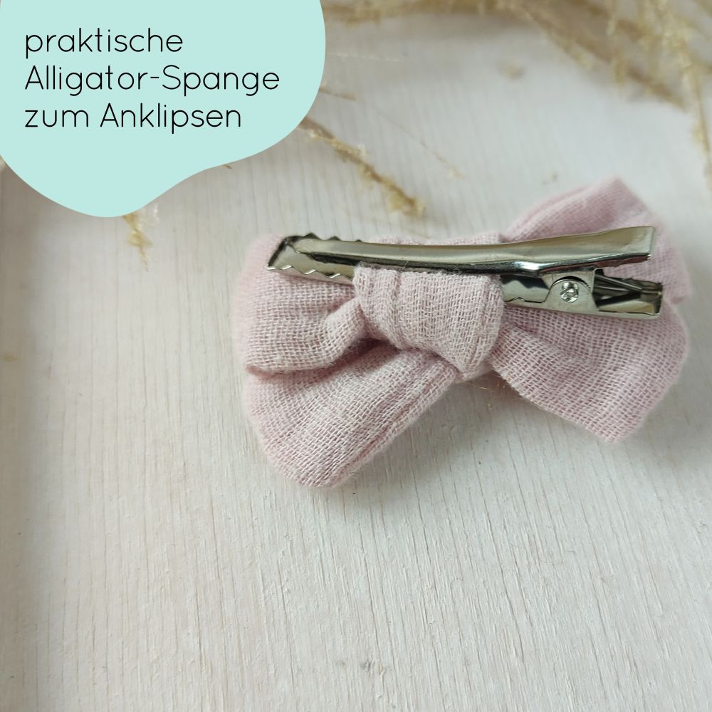 Haarschleife | MIDI | Alligatorclip oder Haargummi | hellrosa