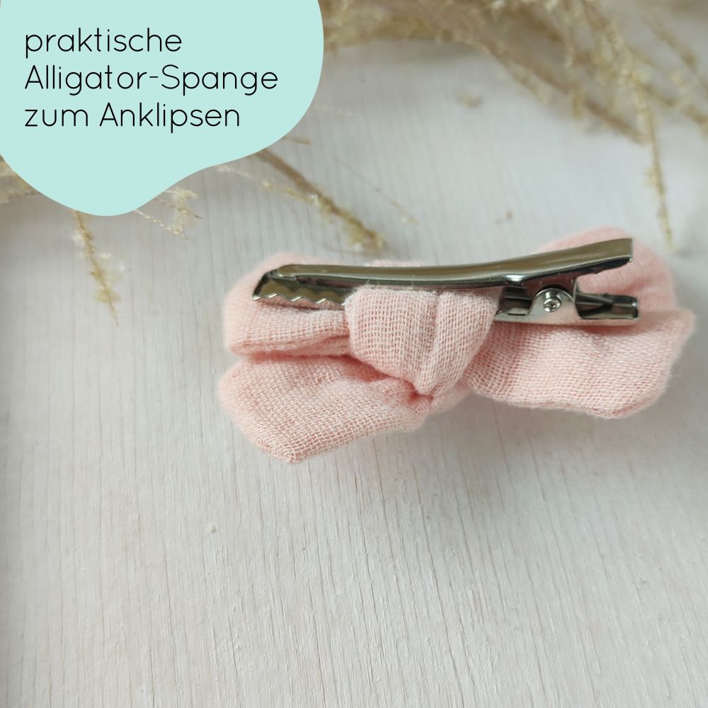 Haarschleife | MIDI | Alligatorclip oder Haargummi | nude