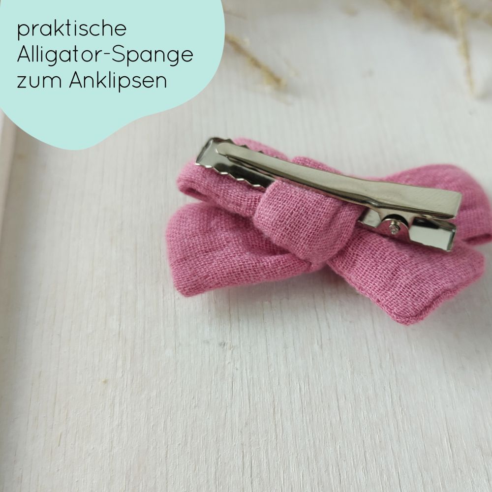 Haarschleife | MIDI | Alligatorclip oder Haargummi | rosa