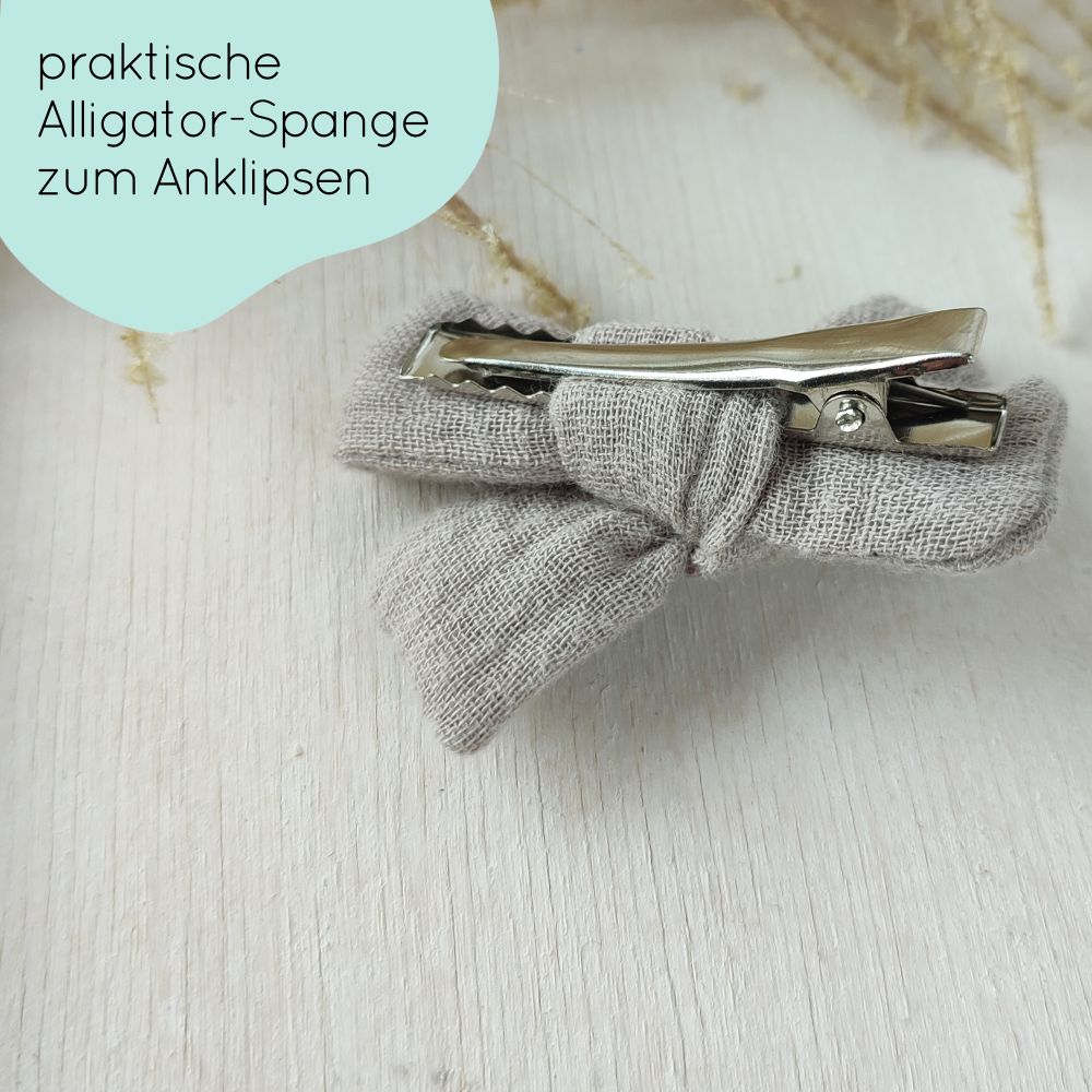 Haarschleife | MIDI | Alligatorclip oder Haargummi | taupe