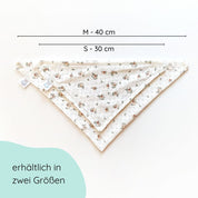 Dreieckstuch aus weicher Baumwolle mit feinem Lochmuster und Druckknöpfen in creme mit vintage Blumenmuster