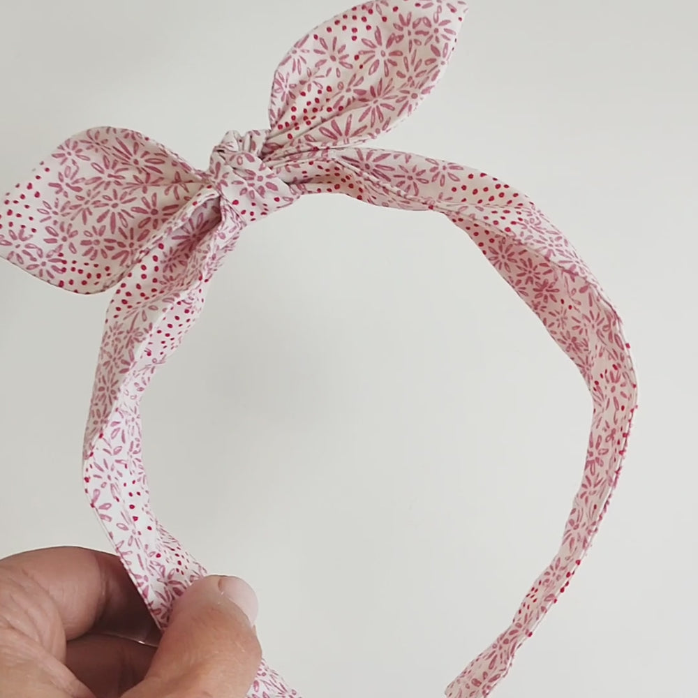 Headband | Rockabilly | white with pink flowers