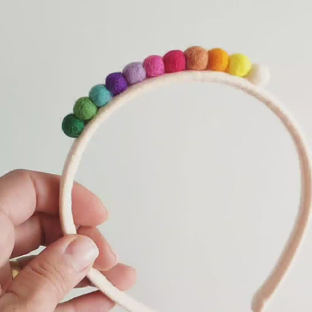 Rainbow hairband | small felt balls