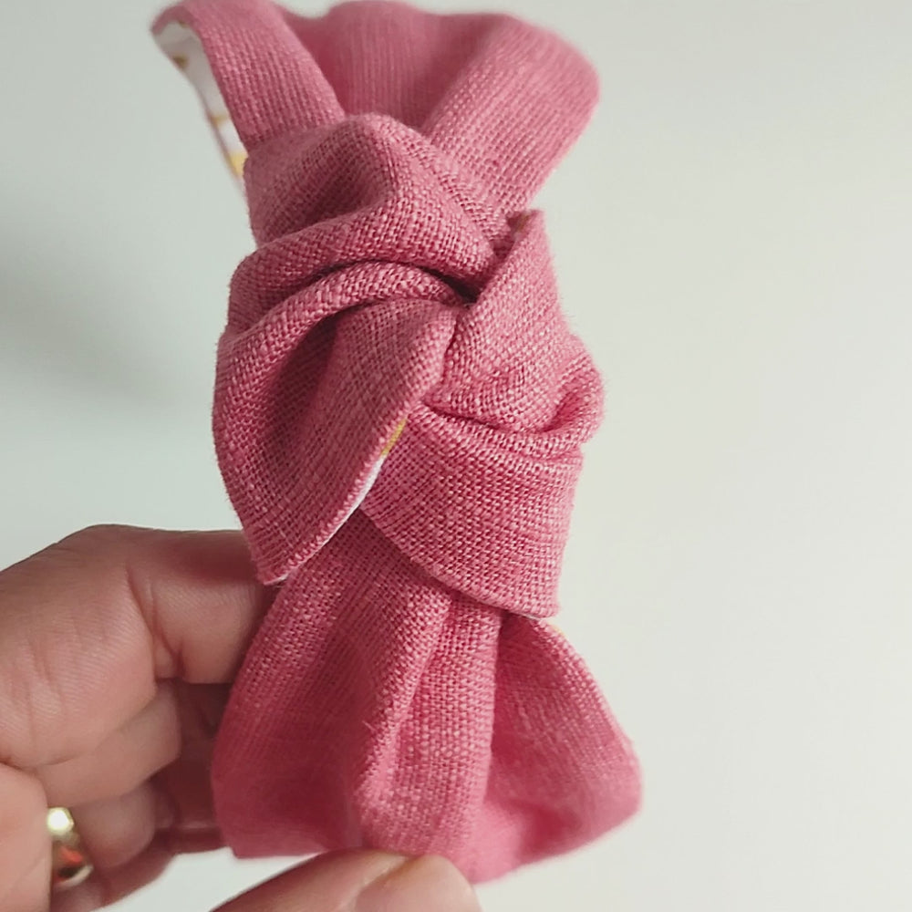 Headband | Knot | Linen - raspberry