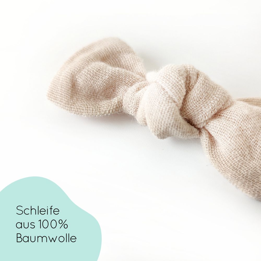 Haarschleife Knoten | Alligatorclip oder Haargummi | beige