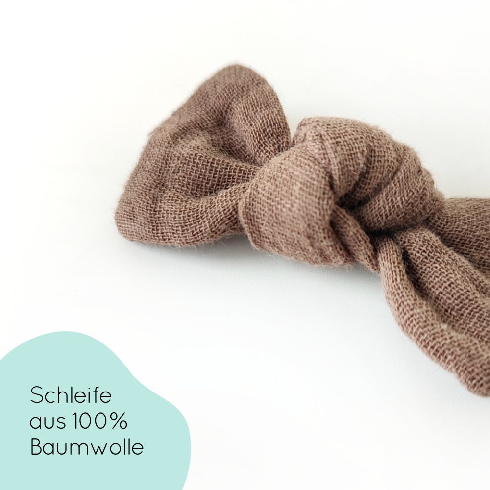 Haarschleife Knoten | Alligatorclip oder Haargummi | braun