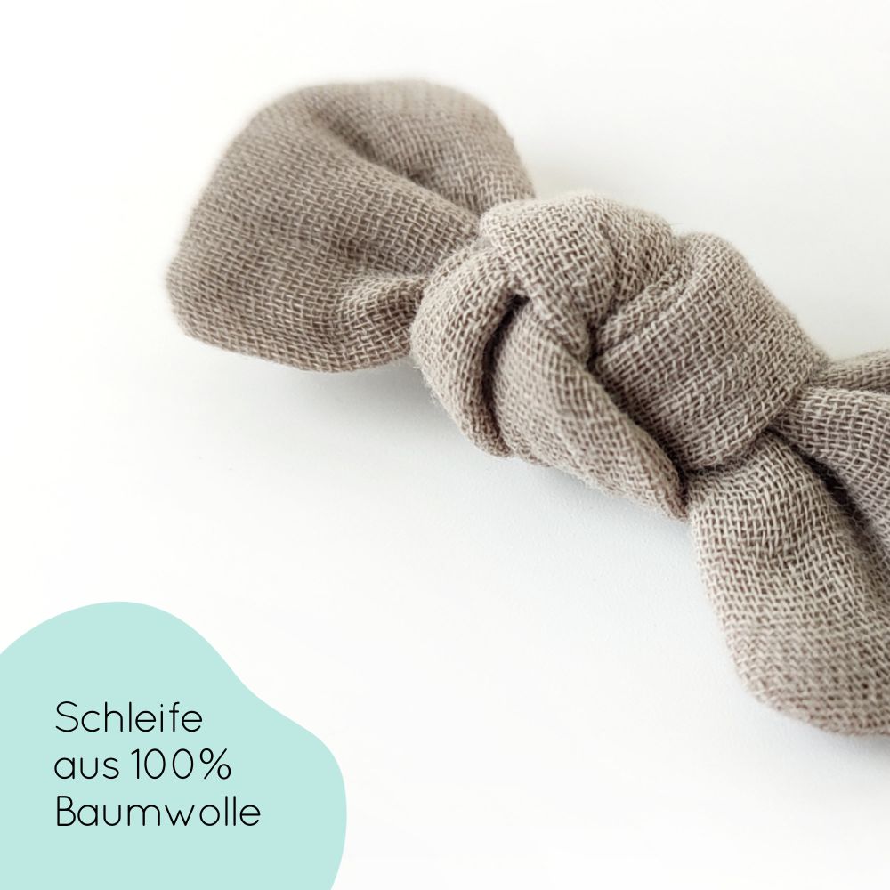 Haarschleife Knoten | Alligatorclip oder Haargummi | taupe