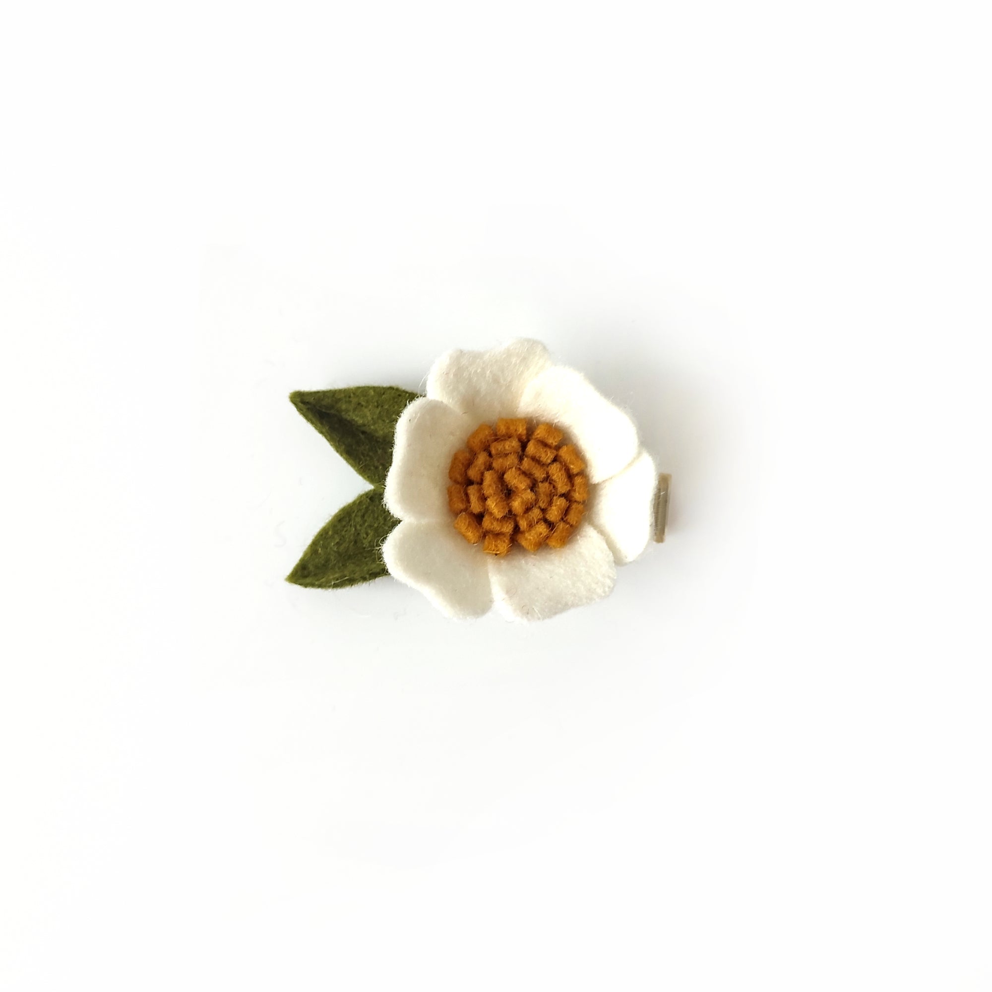 Haarspangen Set | große + kleine Filzblume | weiß
